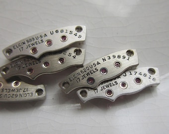 25 Vintage Bar-shaped Watch Parts, Rhodium-plated Brass, 15mm x 5mm