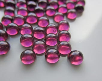 72 Vintage Dark Red-Violet Glass Cabochons with Copper-Gold Foiled Backs, 4mm Round
