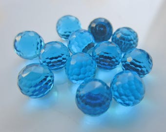 12 cabochons boules de feu en cristal Swarovski facettés bleu Capri, 6 mm