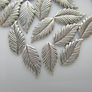 24 Oxidized Silver over Brass Stampings, Realistic Leaf, 12mm x 5.5mm