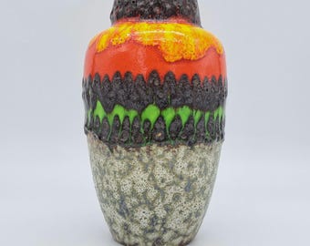Vaso Zeldzame Scheurich Design 549-21 Ceramica tedesca occidentale di metà secolo (anni '60) MCM Design Fat Lava