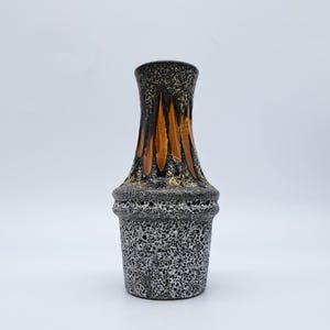 Zeldzame Scheurich Lora Vaas - Midden Eeuws West Germany Keramiek - Vintage Lava Zig Zag Decor - Serienummer 209-18