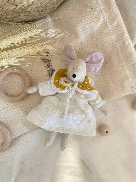 Linen Mouse Soft Toy Waldorf-inspired Stuffed Animal |montessori