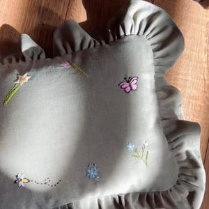 Photo Prop | Name Pillow Baby | Personalized Ruffle Pillow | Embroidered Cushion | Nursery Decor | Newborn | Baby Shower Gift | Keepsake