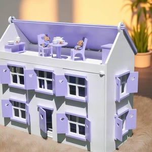Wooden Dollhouse – Eco-Friendly Custom Pastel Doll House – Hypoallergenic Non-Toxic Paint – Montessori Girls Toy – Birthday Gift