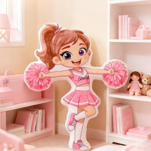 Personalized Cheerleader Pillow with Custom Name, Cheerleading Competition, Cheer Girl Gift for Kids and Fans, Cheer Team Gifts