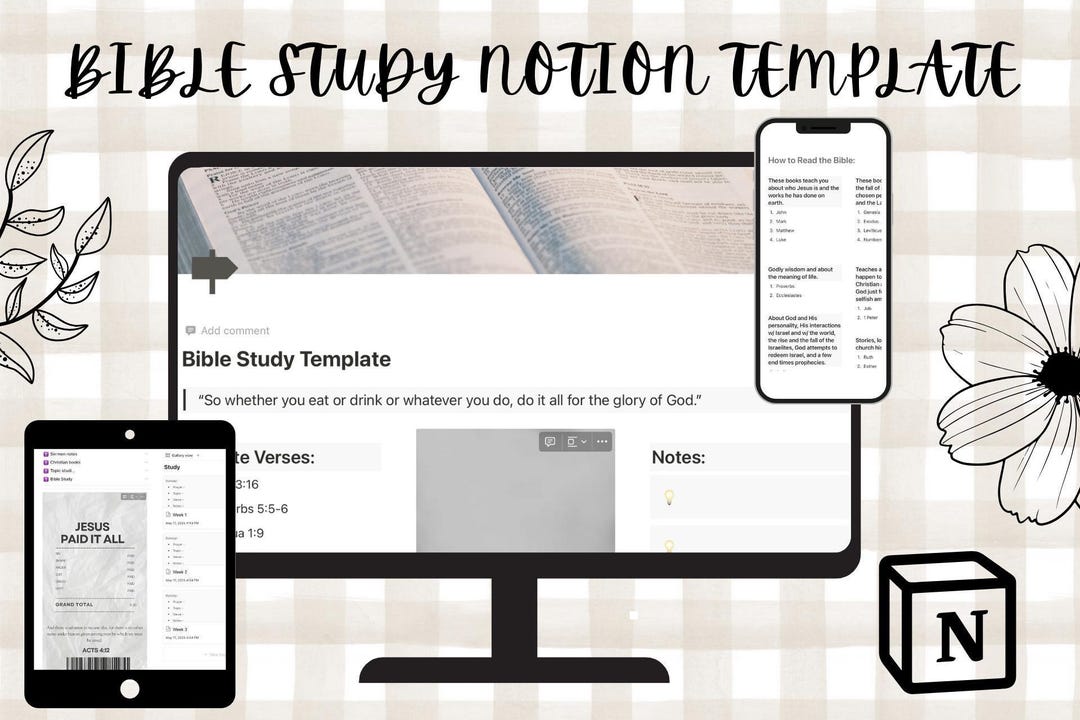 Bible Study Notion Template, Notion Template, Women Journal, Digital ...
