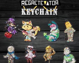 Custom REGRETEVATOR - Keychains: Wallter, Mark, Lampert, Spud, Dr. Retro, Folly, Pilby, Mach , Gift For Fan Roblox, Gamer Ideal PKD077-084