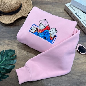 Anime Embroidered Sweatshirt, Manga Character Hoodie, JJK Character Sweatshirt, Gift For Fans, Gift For Him EJUJU112