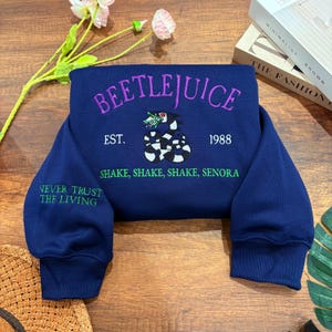 Beetlejuice Embroidered Sweatshirt, Movie Character Hoodie, Horror Movie T-Shirt, Gift For Friends, Halloween Gift ESA132.H