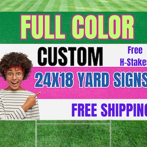 24x18 Yard Sign Bundles w/ Stakes & Free Shipping – Custom or Pre-Designed – Single or Double Sided – Fast Turnaround – Bulk Signs