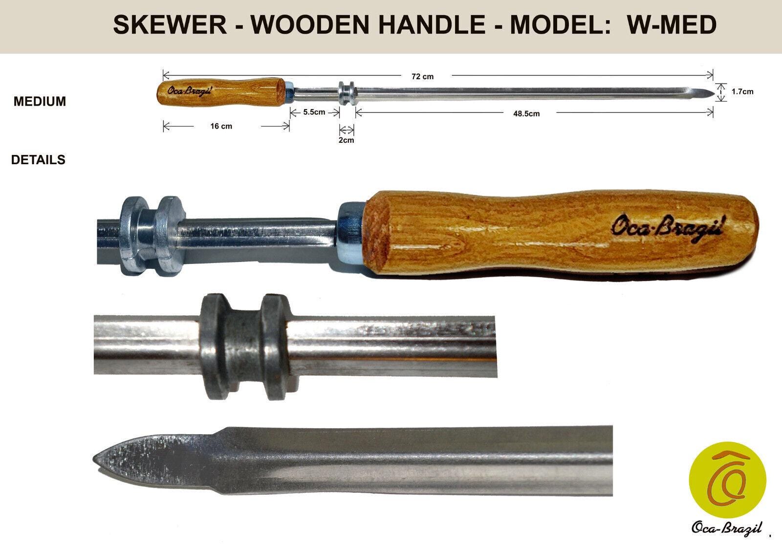 Set di spiedini per kebab in acciaio inox, con supporto e custodia, ideali per spiedini per barbecue, kebob, churrasco, picanha, spiedini brasiliani per barbecue, spiedini per arrosti