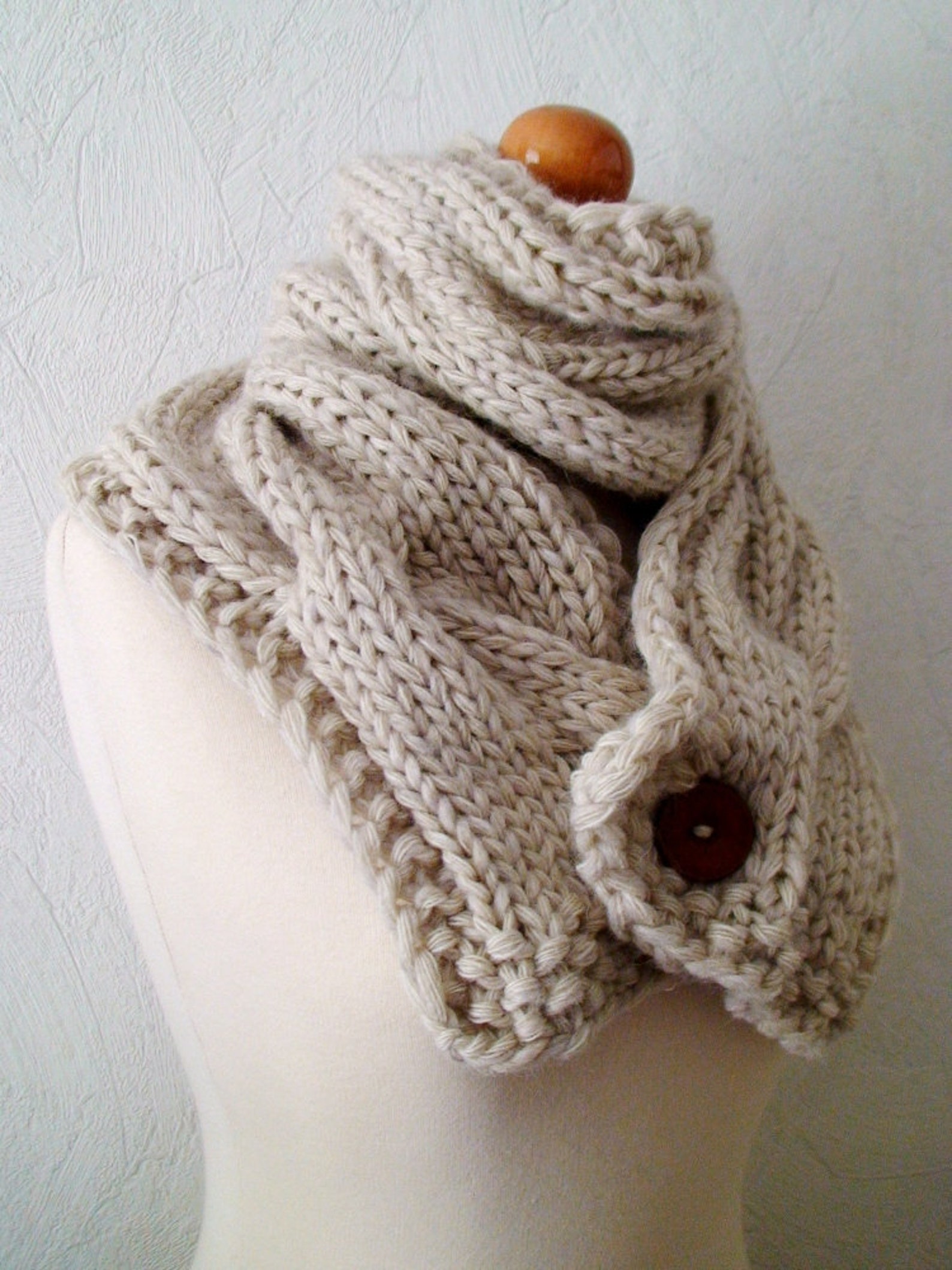 Chunky Scarf Handknit Big Cowl Extra Thick Cabled Soft in Etsy