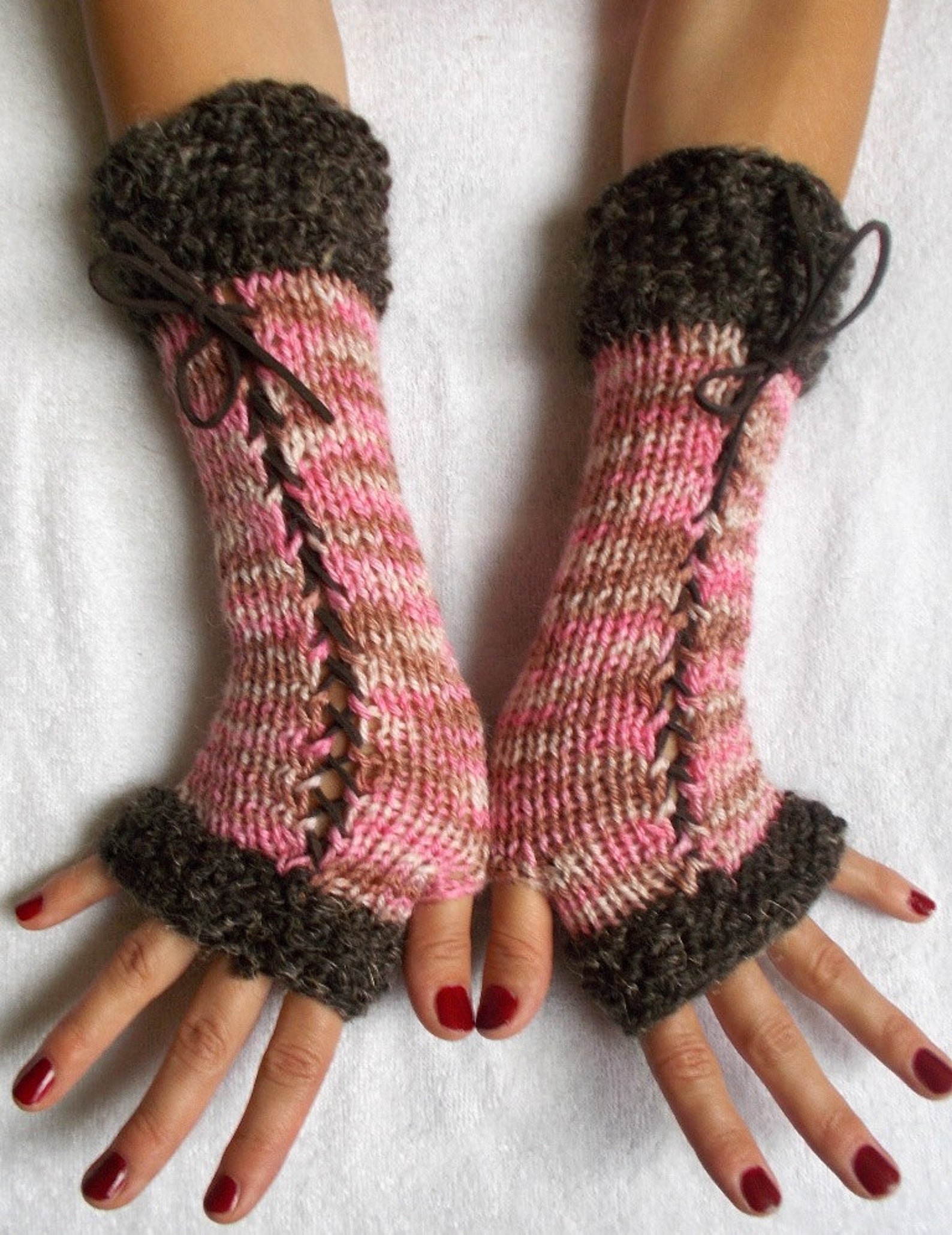 Wrist Warmers Knit Fingerless Gloves Women Corset Arm Warmers Etsy