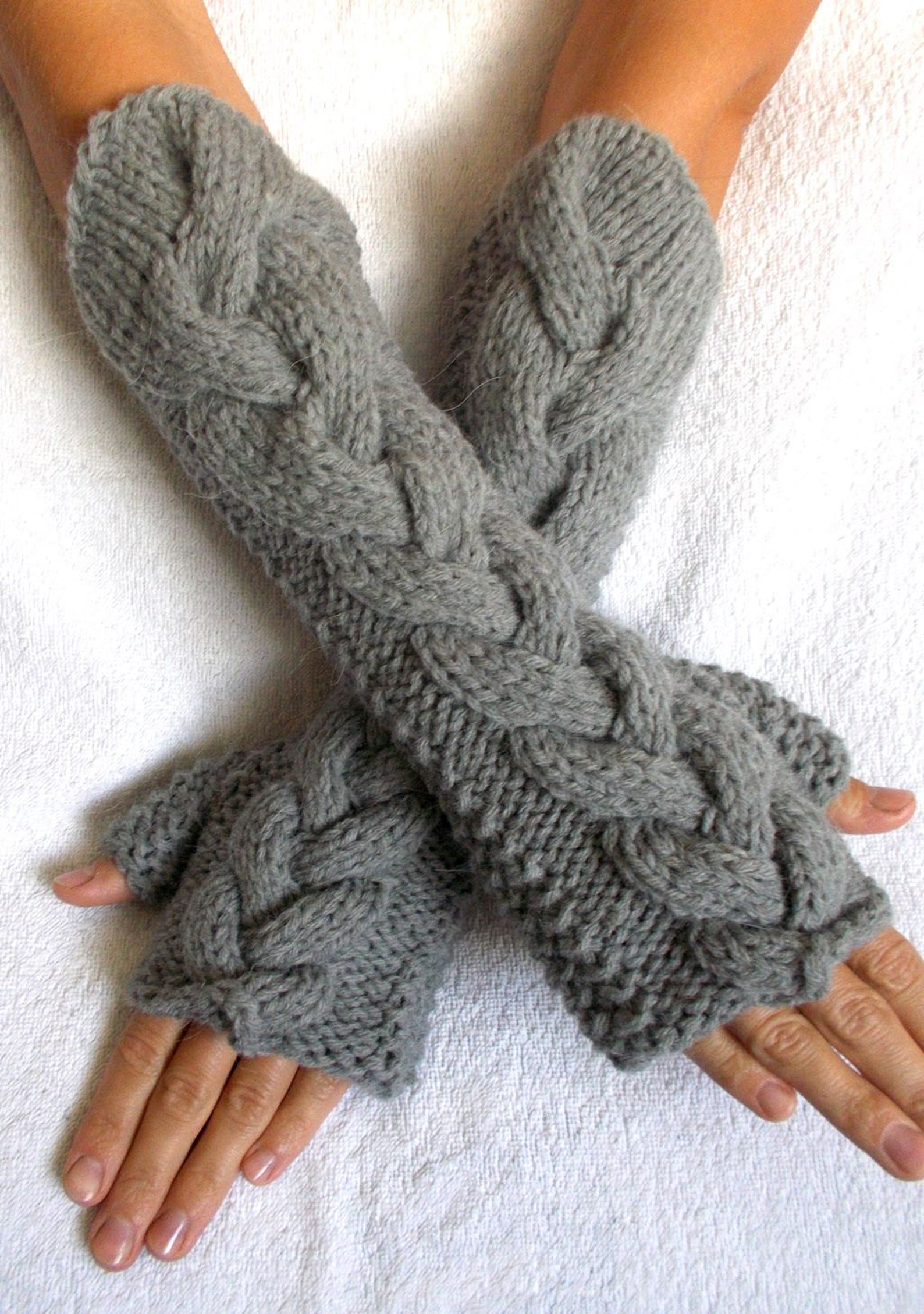 grey fingerless mittens