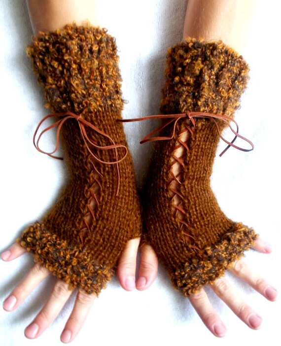 Knit Angora Mohair Fingerless Gloves Corset Arm Warmers in - Etsy