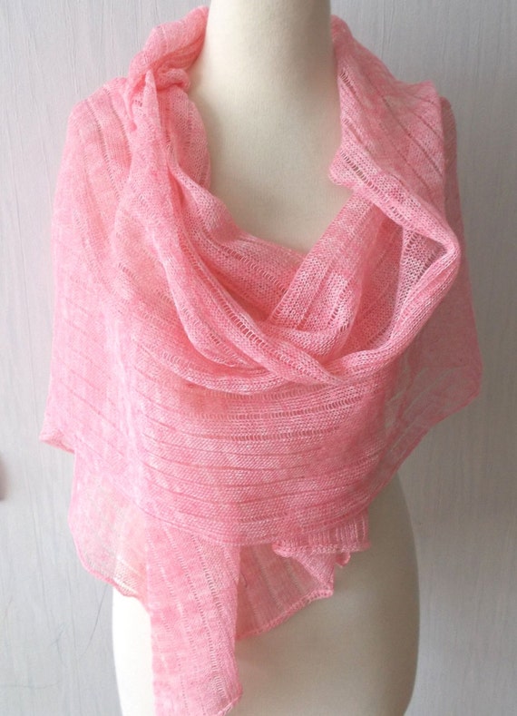 CC Scarf 200 CM In Dark Pink Mix Light Pink Linen Fabric 249937