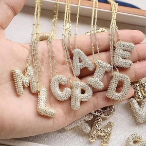 Collar con inicial, regalo personalizado para ella, collar con letra de globo de burbujas