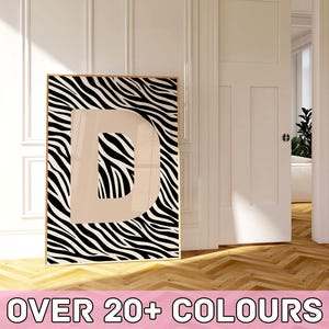 Impresión de letras con diseño de cebra - Impresión inicial personalizada / Decoración de dormitorio / Impresiones para dormitorio / Impresión para sala de estar / Digital / Imprimible / Enmarcado / Regalo