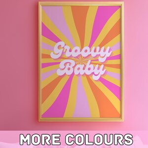Groovy Baby | Bunt | Niedlich | Schlafzimmer Dekor | Wohnzimmer | Digital | Druckbar | A3 Druck | Groß | 70er Jahre Druck | Dopamin | Minimalistisch