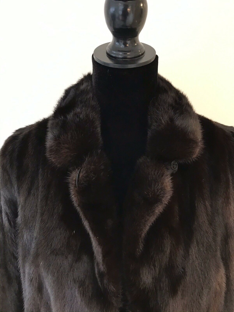 Ladies Vintage Mink Coat Jacket Dark Brown Chocolate Brown Mink Fur