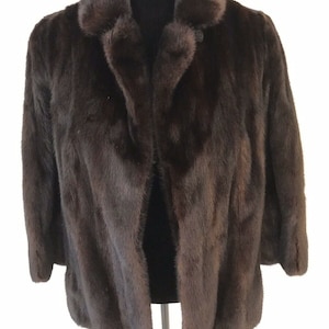 Ladies Vintage Mink Coat Jacket Dark Brown Chocolate Brown Mink Fur Mink Jacket 1950s Swing Dancing Cocktail Rockabilly Retro Glam