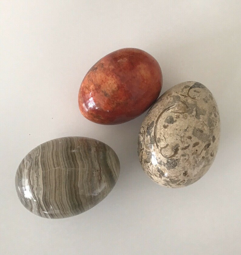 Vintage Polished Stone Eggs / Vintage Decorative Eggs Lot of 3 Etsy