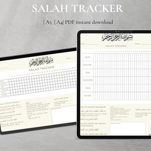 Minimalistischer Salah Tracker | Islamischer Gebets-Tracker zum Ausdrucken | Muslimisches Gebetstagebuch | Ramadan-Gebetsprotokoll | Digitale islamische Planerseite
