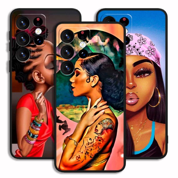Afro Girl Illustrated Stylish Phone Case Art For iPhone 13 14 15 16 e Pro Max / For Samsung S23 S24 S25 FE Plus Ultra Note A15 A16