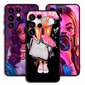 Cute Aesthetic Girl Cover Case Art For iPhone 13 14 15 16 e Pro Max / For Samsung S23 S24 S25 FE Plus Ultra Note A15 A16