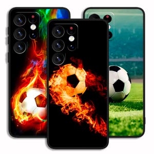 Sportfotbollsfodral med konst för iPhone 13 14 15 16 e Pro Max / För Samsung S23 S24 S25 FE Plus Ultra Note A15 A16