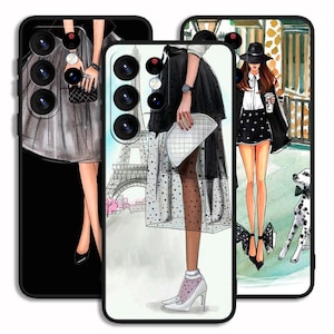 Cute Aesthetic Girl Cover Case Art For iPhone 13 14 15 16 e Pro Max / For Samsung S23 S24 S25 FE Plus Ultra Note A15 A16