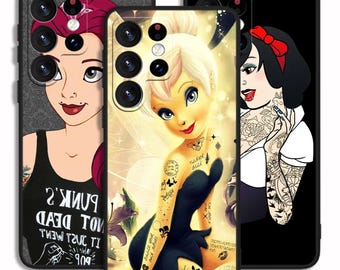 Fille tatouage princesse élégante coque de protection pour iPhone 13 14 15 16 e Pro Max/pour Samsung S23 S24 S25 FE Plus Ultra Note A15 A16
