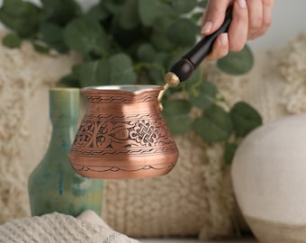 Copper Turkish Coffee Pot, Handmade Stovetop Coffee Jazzve, Authentic Turkish Coffee Lover Gifts , Copper Turkish Greek , Arabic Coffee Pot