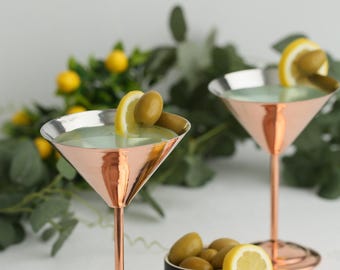 Elegant  Copper Martini Glass,  Copper Cocktail Glasses, Vintage Glass Collection, Handmade Barware, Luxury Copper Cocktailware
