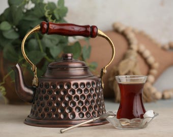 Handmade Copper Teapot , Stovetop Kettle With Infuser,  Traditional Tea Kettle, Hammered Pure Copper Teapot , Infuser Gifts for Tea Lovers
