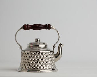 Silver Stovetop Kettle With Infuser,Handmade Copper Teapot ,Traditional Tea Kettle, Hammered Pure Copper Teapot,Infuser Gifts for Tea Lovers