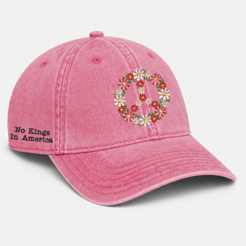 Peace Sign Caps Embroidered Floral Peace Sign Hat, Patriotic Flower Power Baseball Cap ...