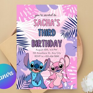 Stitch Birthday Invitation | Editable & Printable Template | Cute Stitch Party Invite | Canva Template | Instant Download