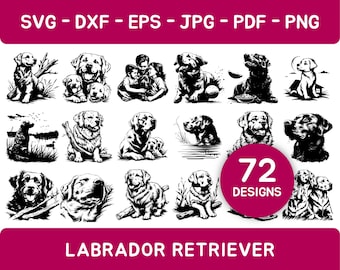 Labrador Silhouette Svg Bundle Dog Svg Files for Cricut Clipart Vector ...
