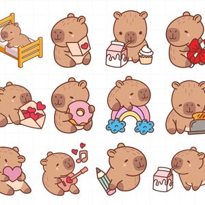 Cute Capybara PNG\ Funny Capybara Clipart Bundle\ Set Kawaii Animal Illustration\ Anime Cartoon Digital Sticker\ Trendy Sublimation Image