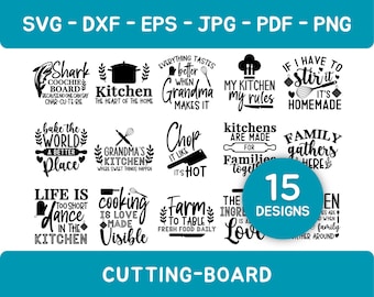15 Cutting Board SVG Bundle, Funny Cutting Board Svg, Pot Holder Svg, Chopping Board, Cutting Board Quotes Svg Bundle , Baking svg