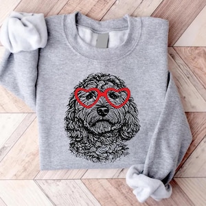 Felpa personalizzata con ritratto di animale domestico, girocollo personalizzato con muso di cane, maglietta con cuore e occhiali per animali domestici, regalo per amanti degli animali per la mamma, pullover personalizzato con foto di animali domestici