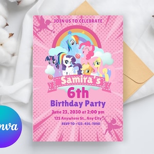 My Little Pony Invitation | Girl My Little Pony Birthday Invitation Template | Editable Little Pony Birthday Invite | Digital Download