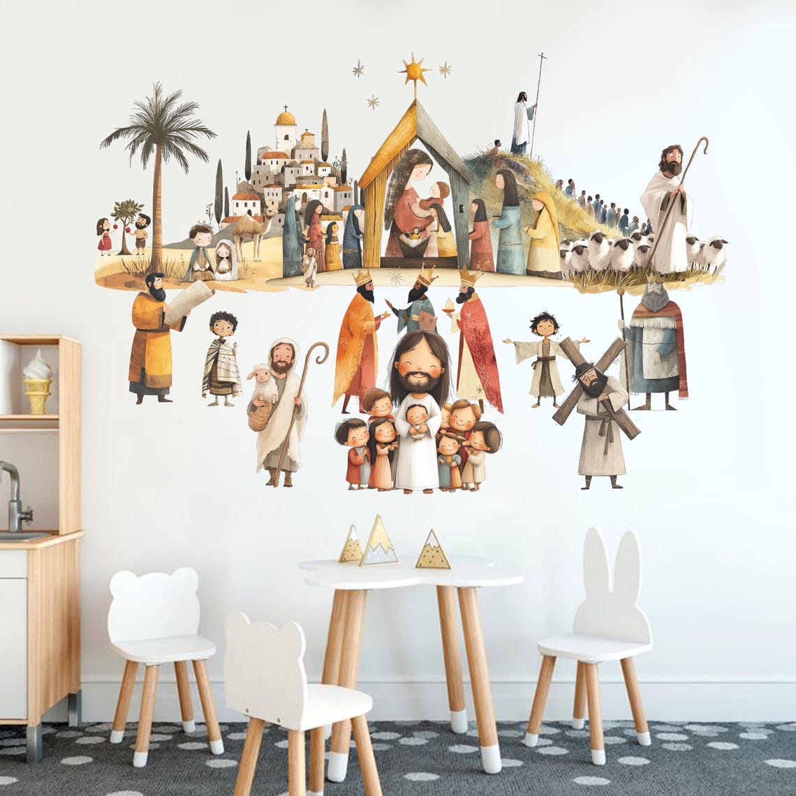 Jesus Story Wall Decal, Bible Mural for Kid's Room - Etsy