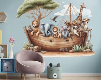Noah's Ark Wall Decal: Biblical Story, Animal Nursery Decor