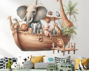 Noah's Ark Wall Decal: Biblical Nursery, Animal Boat Sticker