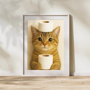 Cat picture | funny cat picture | funny toilet cat poster | gift for cat fans | bathroom mural wall art | cat gift