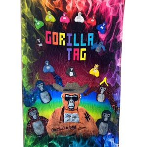1pc Gorilla Tag Cartoon Print Flannel Blanket