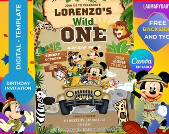 Mickey Safari Birthday Invitation Template (Digital Download)